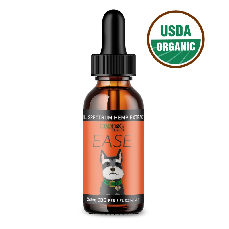 EASE organic CBD oil for dog mobility itchy dogs joint stiffness immune support inflammatory balance